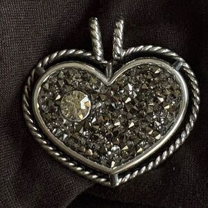 Brighton " Life is a dream live it Heart pendant W/Black diamonds